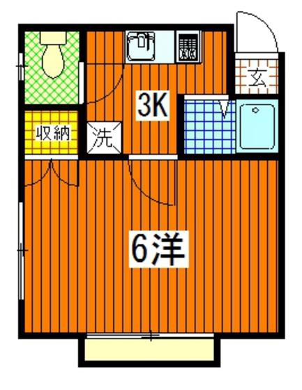 サンフレッチェ(1K/2階)の間取り写真