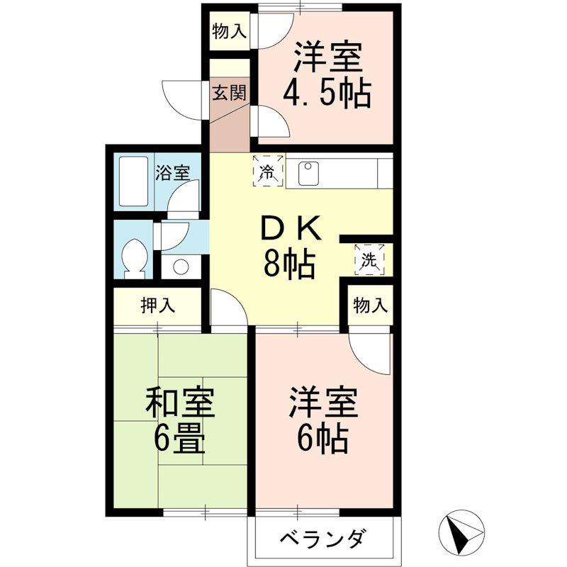 サンシティパールハイツ(3DK/1階)の間取り写真