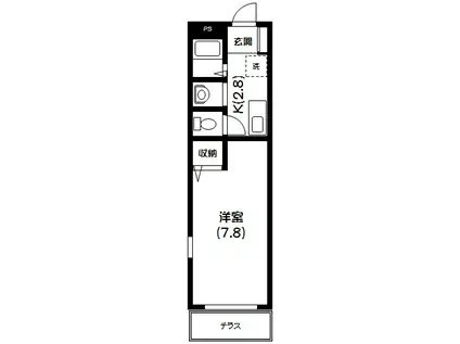イーリスつつじヶ丘(1K/1階)の間取り写真