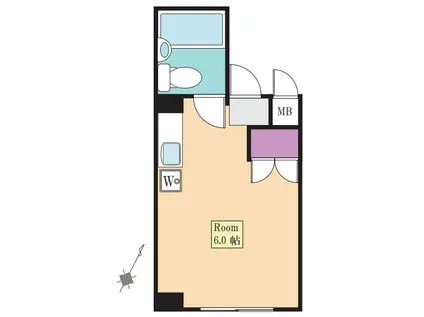 ユーハイツ(ワンルーム/2階)の間取り写真