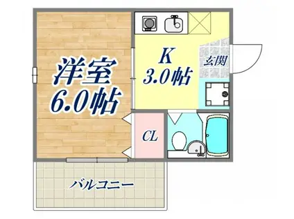 ファミール長田(1K/1階)の間取り写真