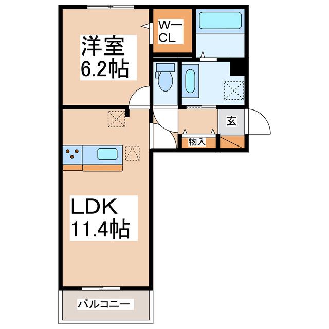 ラ・ルーチェ (1LDK/2階)の間取り写真