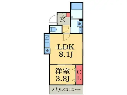 ECLAT蘇我(1LDK/3階)の間取り写真