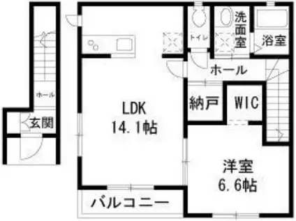 ベル・メゾンII(1LDK/2階)の間取り写真