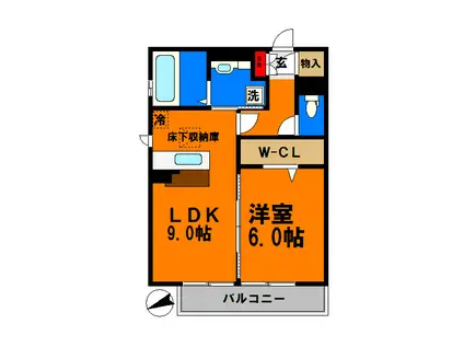 ラテル・コート若松(1LDK/3階)の間取り写真