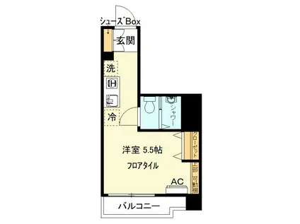 オールドコースト横濱(ワンルーム/6階)の間取り写真