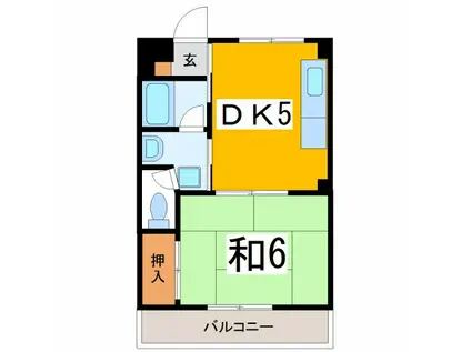 プレジデント福井 1号棟(1K/4階)の間取り写真