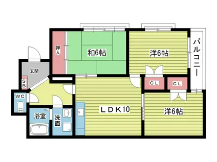 メゾン清風荘(3LDK/1階)の間取り写真