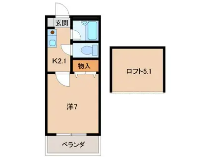 コスモコートコサコ(1K/2階)の間取り写真