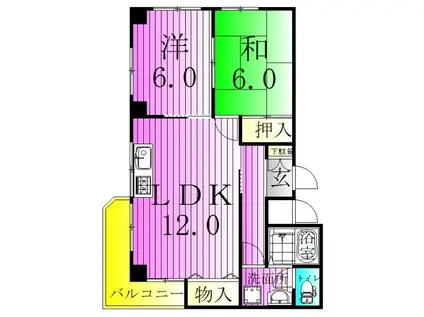 竹の塚ローヤルコーポ(2LDK/1階)の間取り写真