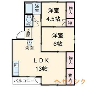 清和ビル(2LDK/5階)の間取り写真