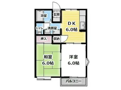プレステージI(2DK/2階)の間取り写真