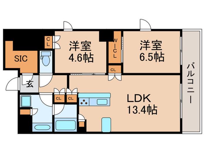 パークホームズ四条河原町(2LDK/6階)の間取り写真