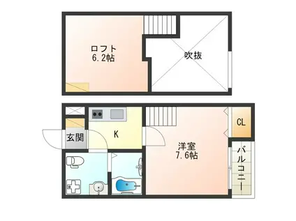 アルベロアルト(1K/2階)の間取り写真