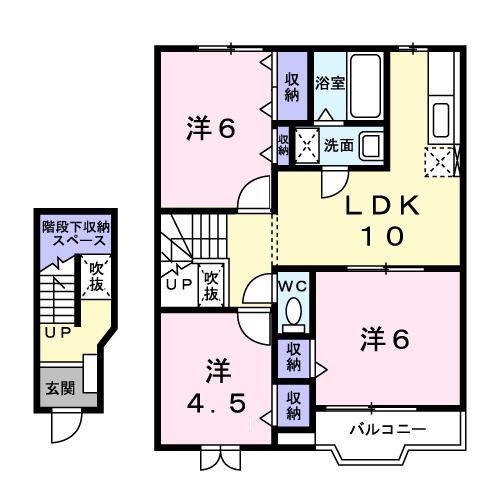 スウィート オーシャンC(3LDK/2階)の間取り写真