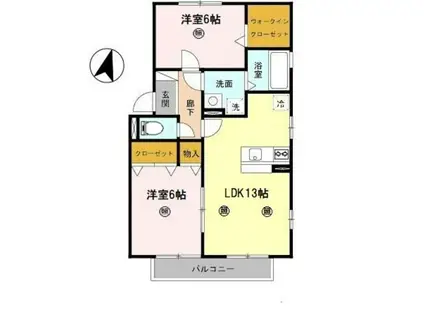 メゾン・モンテリベールII(2LDK/1階)の間取り写真