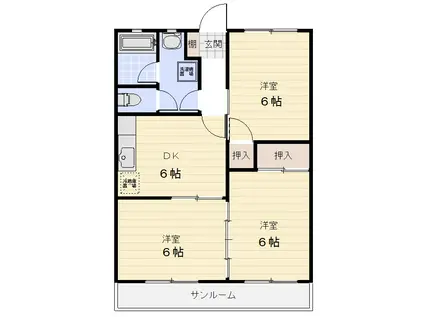 サークルバレー津(3DK/2階)の間取り写真