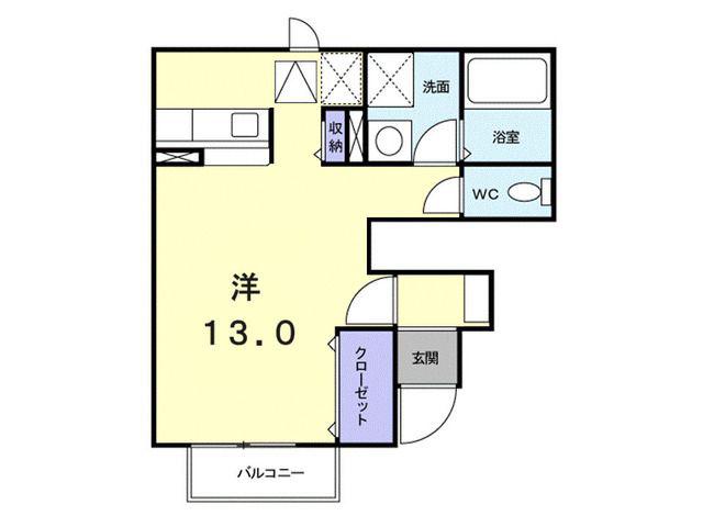 アンクルールB(ワンルーム/1階)の間取り写真
