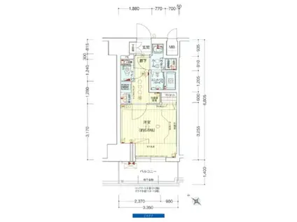 プレサンス神戸元町ミューズ(1K/2階)の間取り写真