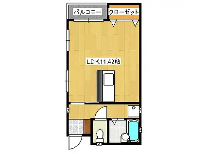 紫垣アパート(ワンルーム/2階)の間取り写真