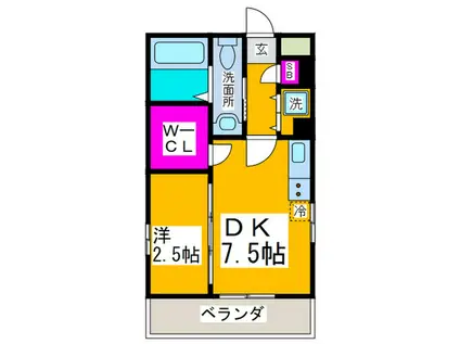 プログレス櫛屋町(1DK/7階)の間取り写真