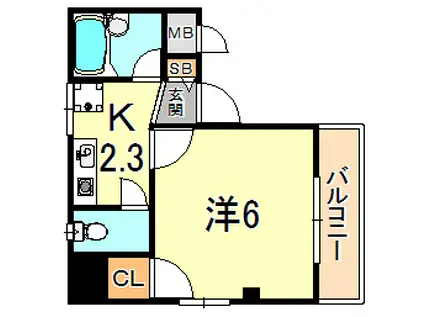 カーサ滝の茶屋(1K/3階)の間取り写真
