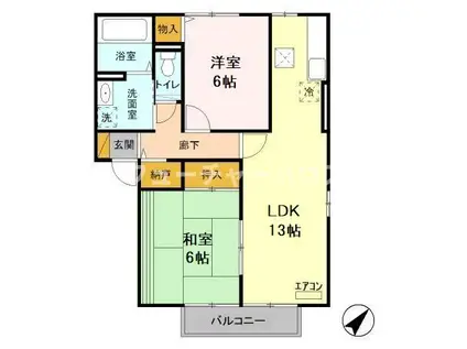 グランドソレイユ G(2LDK/1階)の間取り写真