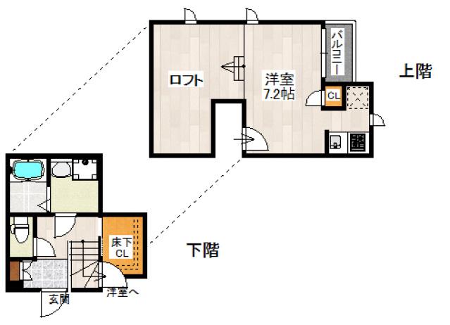 CB東宮原ハイト(1K/1階)の間取り写真