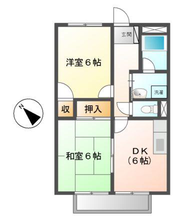 センティヴェール(2DK/1階)の間取り写真