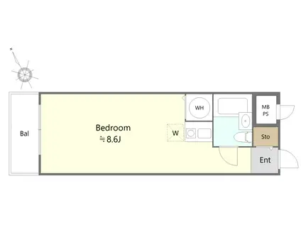 プレジデントハイツ五反田(ワンルーム/3階)の間取り写真