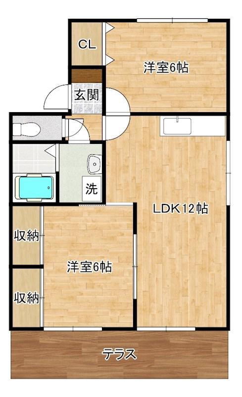セジュールタカミ A棟(2LDK/1階)の間取り写真