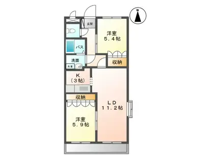 ローズマリーI(2LDK/2階)の間取り写真