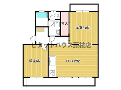 スカイハイツ田沼(2LDK/3階)の間取り写真