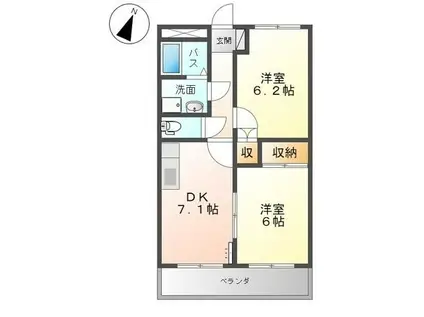 クレストール(2DK/2階)の間取り写真