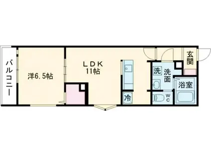 MELDIA福生III(1LDK/1階)の間取り写真