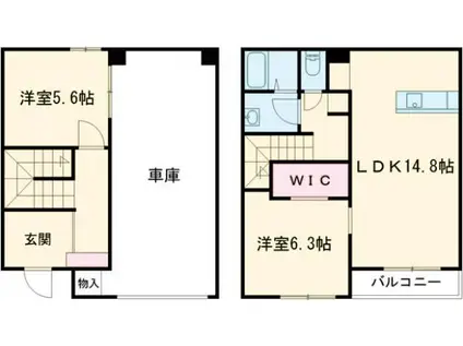 ラグナ・セカGARAGE03 A棟(2LDK/1階)の間取り写真