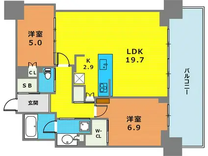 ベイシティタワーズ神戸ウエスト(2LDK/11階)の間取り写真