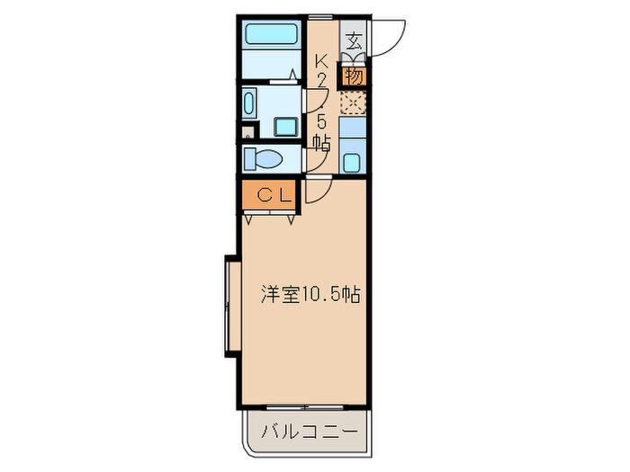 ドマーニ茶屋ヶ坂(1K/1階)の間取り写真