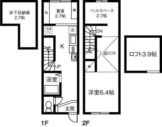 ハーベスト(1SK/1階)の間取り写真