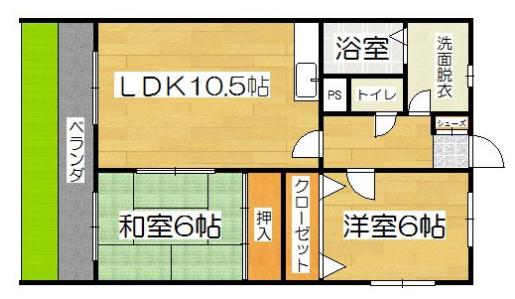 第7タカキハイツ(2LDK/1階)の間取り写真
