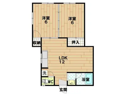 コーポラス福重(2LDK/1階)の間取り写真