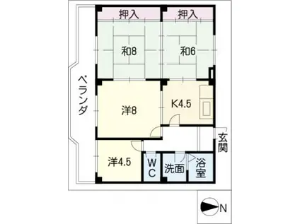 ドミール汐路(4K/3階)の間取り写真