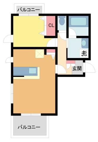 クレア岡本(1LDK/3階)の間取り写真