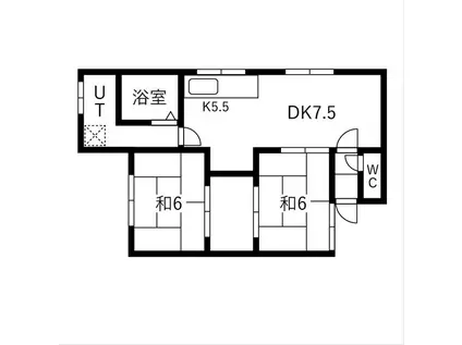 コーポ第2芦山(2LDK/1階)の間取り写真