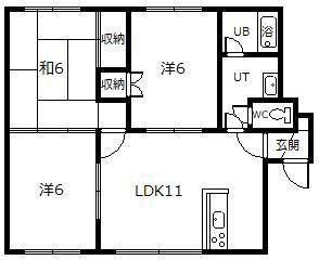9条西クラブハウス(3LDK/1階)の間取り写真