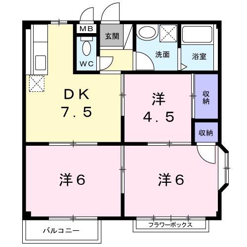 エルディム小堀A(3DK/2階)の間取り写真