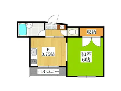 ラフォーレ町屋(1DK/3階)の間取り写真