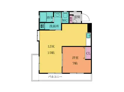 第2IMビル(1LDK/6階)の間取り写真