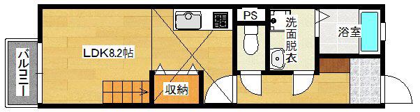 アメニティ江波(ワンルーム/1階)の間取り写真