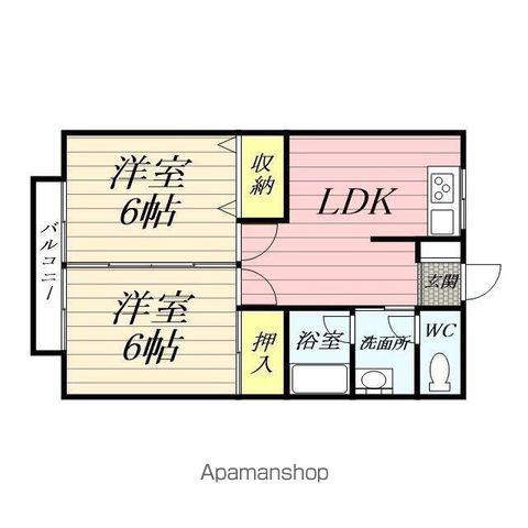 グランド・ライフ栄(2DK/2階)の間取り写真